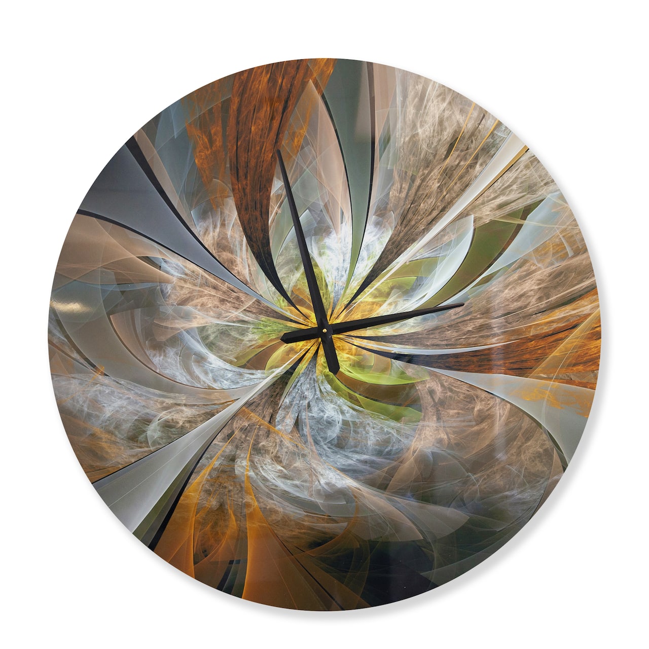 Designart Symmetrical Yellow Fractal Flower Modern Wall Clock